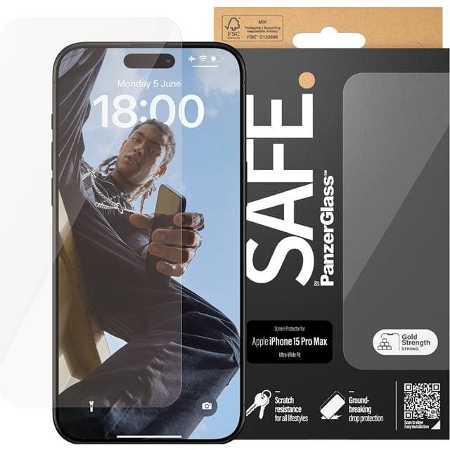 SAFE. by PanzerGlass Ultra-Wide Fit Screen Protector for iPhone 15 Pro Max