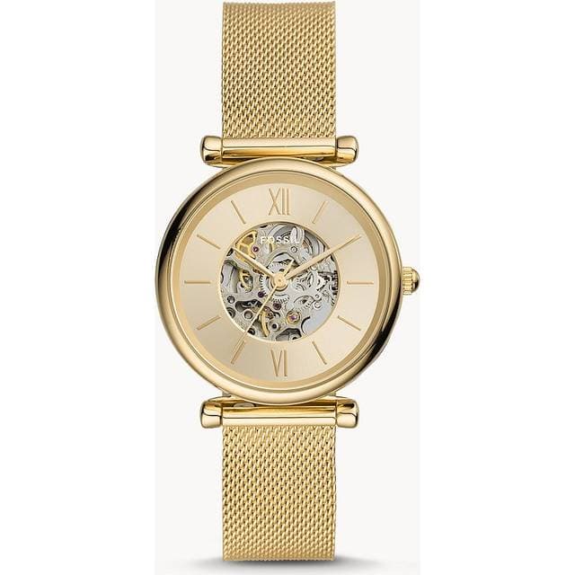 Fossil Carlie ME3250 Woman 35 mm Analog Automatisk Mineralglas Gold 16 mm