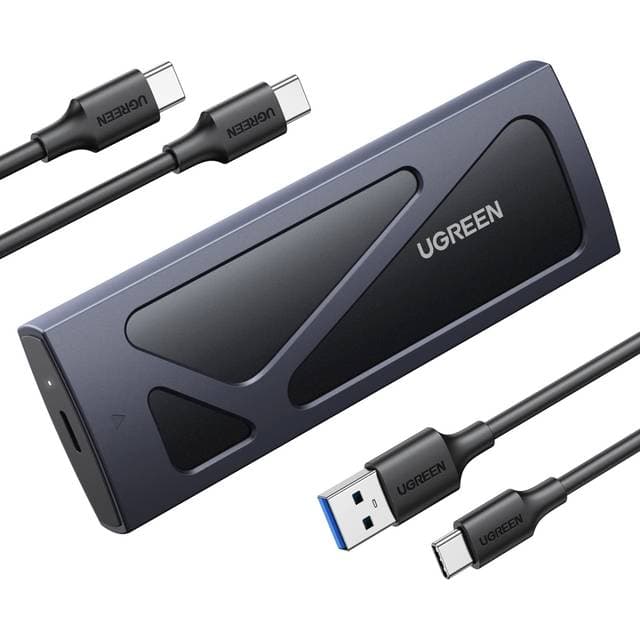 UGREEN NVMe M.2 Enclosure USB 3.2 SSD 10Gbps M.2 Case for NVMe PCIe M-Key/M+B Key in 2230/2242/2260/2280 with USB C to C and USB A to C Cables (Black)