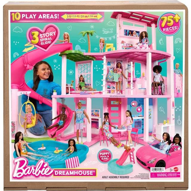Mattel Barbie Dreamhouse Pool Party Doll House with 3 Story Slide HMX10