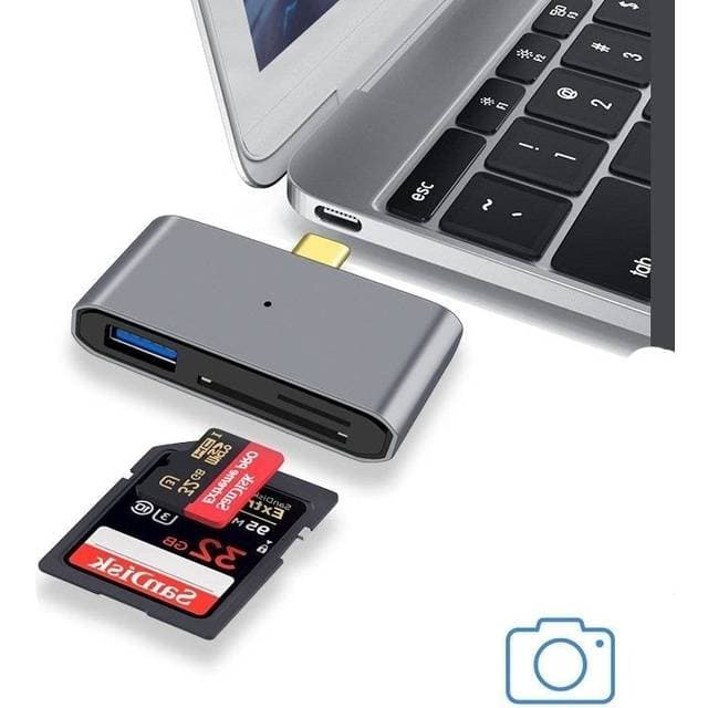 Nordic USB-C Kortlæser 2 Slot SD MicroSD 1xUSB-A UHS-I