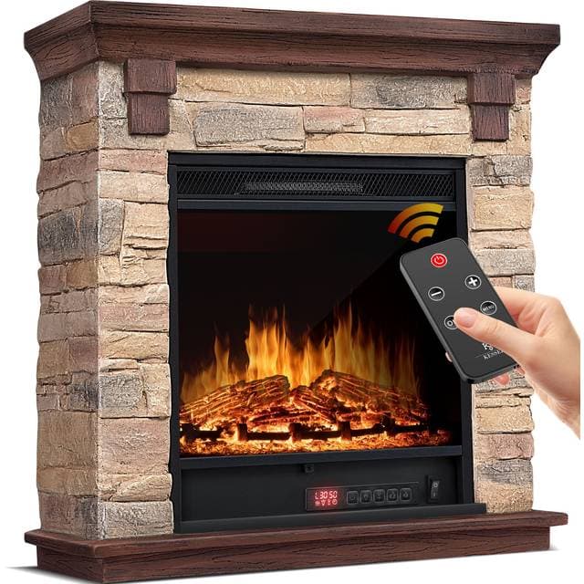Kesser Electric Fireplace with 3D Flame Effect 1800 W Nature/Brown