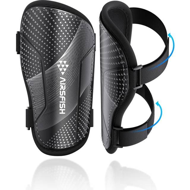AirsFish Shin guards Soccer Kids Youth, cE certified Airsfish Shin Pads Protection gear for 2-18 Years Old Boys girls Teenagers High Impact Resistant Breathabl