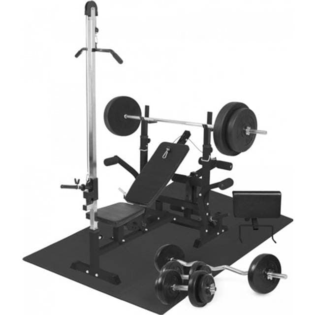 Gorilla Sports Multigym Basic Black 100kg Vægtsæt Lats Gulv