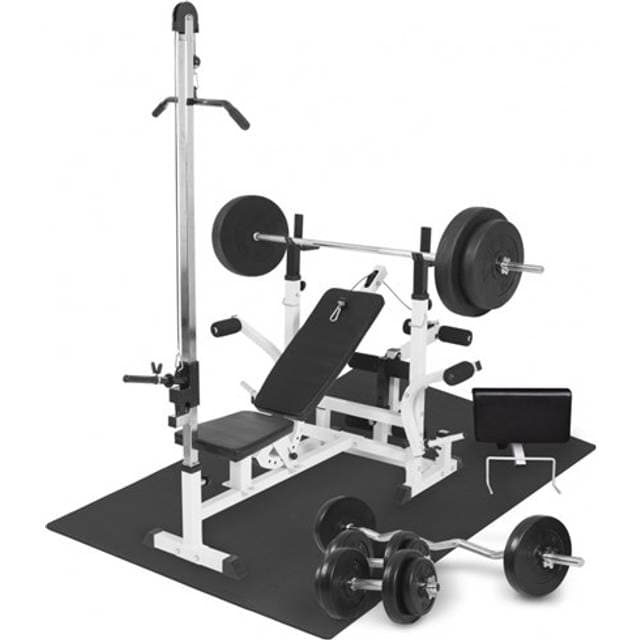 Gorilla Sports Multigym Basic White 100 kg Vægtsæt