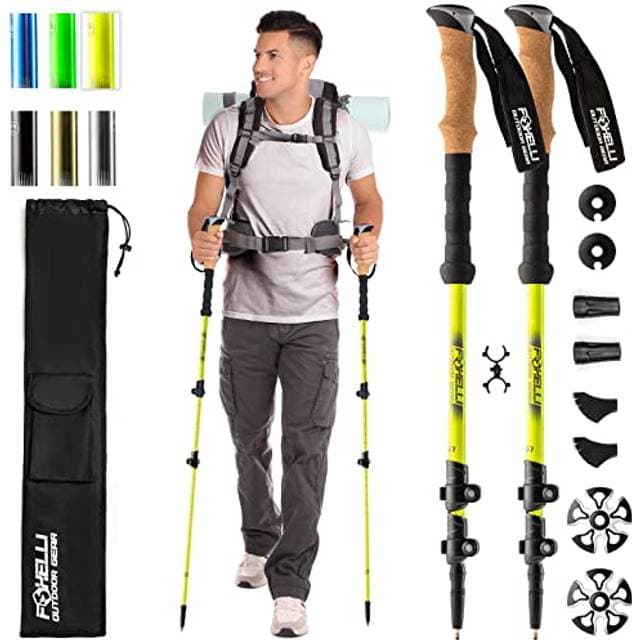Foxelli 2-Pc Collapsible Lightweight Trekking Poles