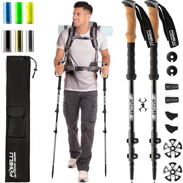 Foxelli 2-Pc Collapsible Lightweight Trekking Poles