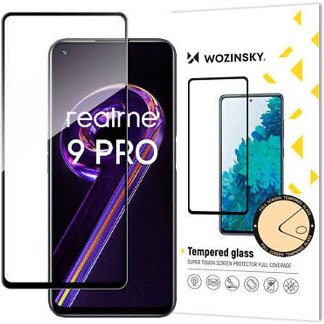 Wozinsky Superstærk Full Glue Fuldskærms Hærdet Glas Med Case Friendly Realme 9 Pro Ramme Sort