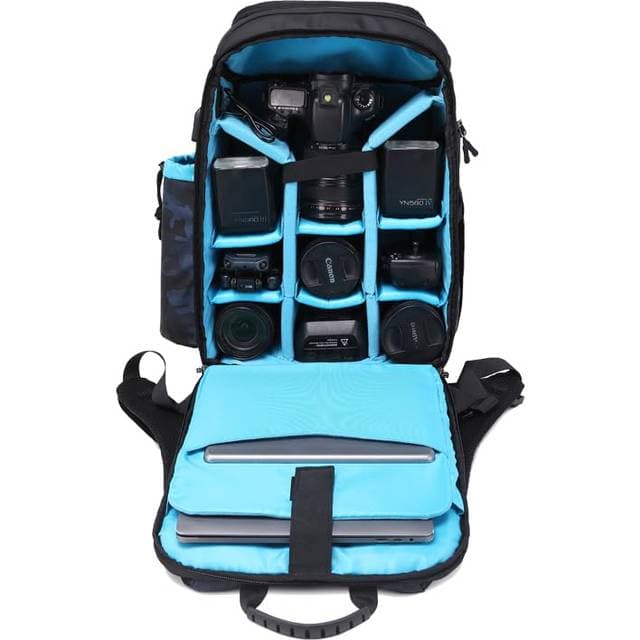 Tuceng Camera Backpack for DSLR and Mirrorless Cameras - Blue