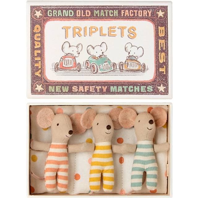 Maileg Trillinger Baby Mus I Tændstikæske