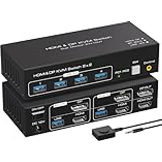 Nordic KVM Switch 2 til 2 DisplayPort