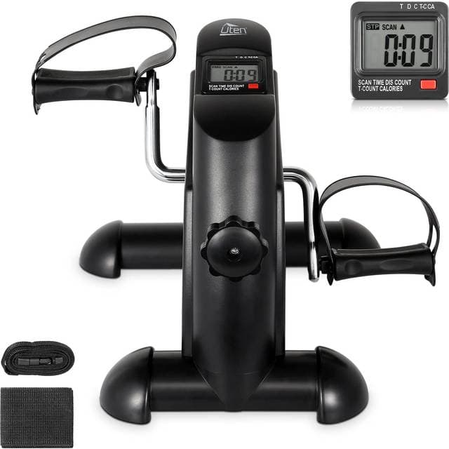 Uten Uten Mini Exercise Bike, Under Desk Bike Pedal Exerciser, Under Desk Bike, Arm & Leg Peddler Machine with LCD Screen Displays, Portable Cycle Cool B