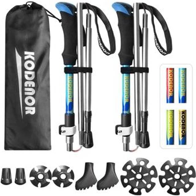 MTP Products KODENOR 2 stk. sammenklappelige vandrestave til trekking, camping, rejser og klatring kort stil blå