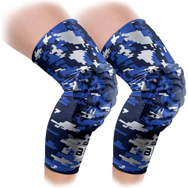Bucwild Sports Knee Pads Padded Compression Pro Knee Sleeves - Black/White/Red Blue