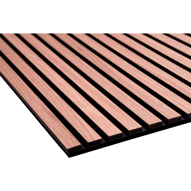 By Venø By venø akustikplade valnød amerikansk ubehandlet 600x3000x20mm sort mdf og sort filt