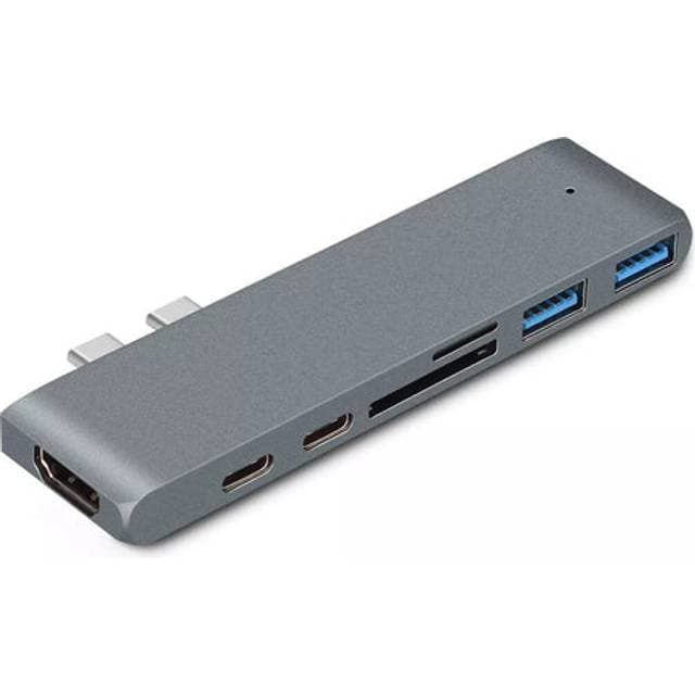 Nordic 2 to 7 USB-C Dual Monitor Docking Station for MacBook Pro and Air 1xHDMI 4K30Hz 1xThunderbolt 3xUSB-C 5K60Hz 40G 1xUSB-C 100W PD