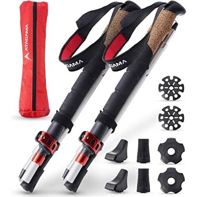 Atacama Lightweight Aluminium and Carbon Foldable Hiking Sticks with Cork Handle Adjustable Telescopic Hiking Poles Folding Sticks Nordic