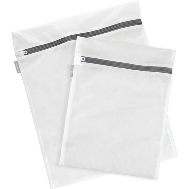 iDESIGN Mesh Laundry Bags with Built in Zipper for cleaning Delicates- Set of 2, 1 Medium and 1 Large Bag, White