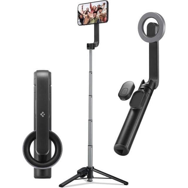 Spigen S570W MagSafe Bluetooth Selfie Stick Selfie Stang m. Tripod & Knapudløser Sort