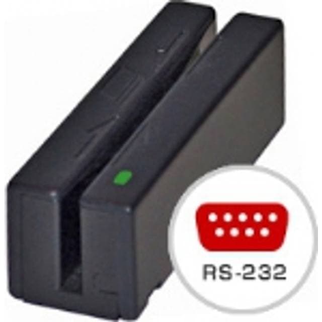 MagTek Magstripe Swipe Card Reader Mini Port-Powered RS-232 kortlæser Spor 1 & 2 RS-232 sort