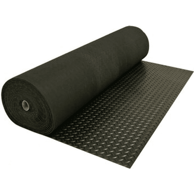 Rubber-Cal Diamond-Plate Flooring Rolls 3 mm x 4 ft x 1 ft Black