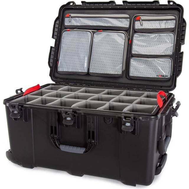 Nanuk 965 Waterproof Carry-On Hard Case with Lid Organizer and Padded Divider w/ Wheels Black