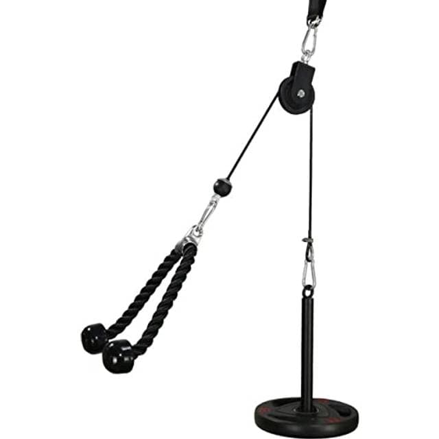 LFJ 12Pcs Fitness LAT Pulley System, Home Gym Cable Machine Muscle Arm Strength Training Equipment with Tricep Rope Loading Pin Exercise Accessories