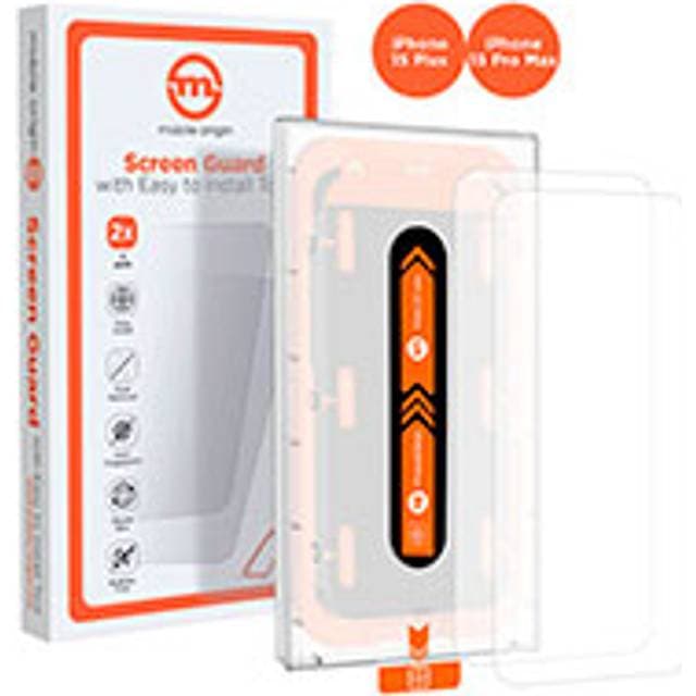 Mobile Origin Mobile Origin Orange Skærmbeskyttelse t/iPhone 15 Pro Max/Plus M/applikator 9H 2pk