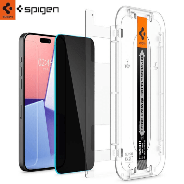 Spigen GLAS.TR EZ FIT IPHONE 15 PRO PRIVACY HÆRDET GLAS