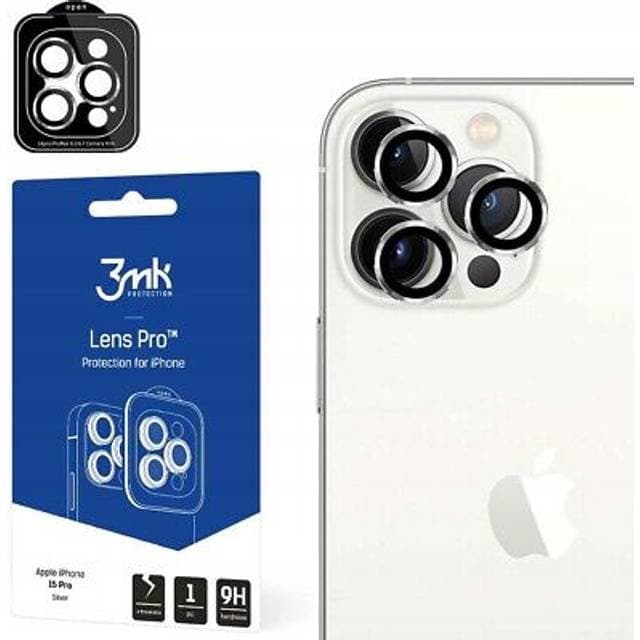 3mk Lens Protection Pro iPhone 15 Pro 6.1 silver/silver Camera lens protection with mounting frame 1pc