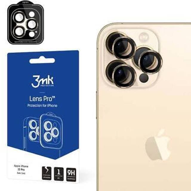 3mk Lens Protection Pro kameralinsebeskyttelse med monteringsramme iPhone 15 Pro 6,1 mørk guld/mørk guld