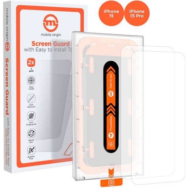 Mobile Origin Orange Screen Guard iPhone 15 Pro 2 Pack