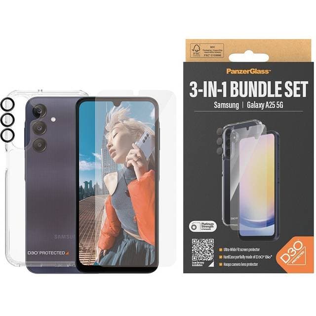 PanzerGlass Skærm/objektiv/rygbeskyttersæt Transparent Samsung Galaxy A25 > På fjernlager, levevering hos dig 08-06-2024