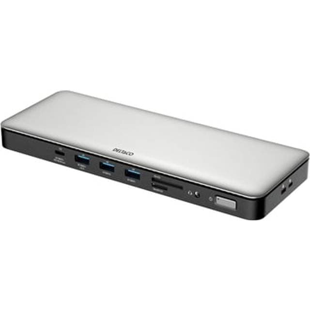 Deltaco USB-C dock, triple, HDMI/DP, USB-C/USB-A/RJ45/SD/3.5mm
