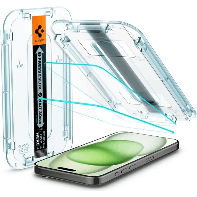 Spigen GLAS.tR EZ Fit Sensor Protected Screen Protector for iPhone 15 Plus 2-Pack