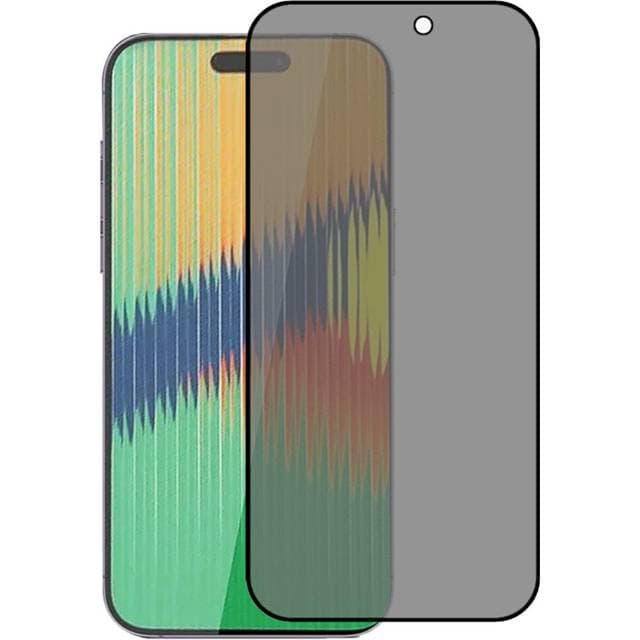 MAULUND iPhone 15 Pro Glas Skærmbeskyttelse m. Privacy Full-fit Sort Kant