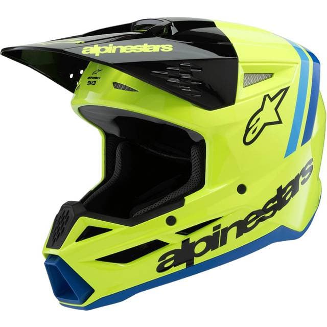 Alpinestars Crosshjelm SM3 Radium ECE06 Junior - Gul/Sort/Blå Junior, Børn