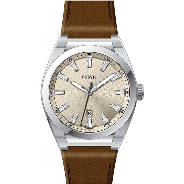 Fossil Everett FS6071 Herre 42 mm Analog Kvarts Mineralglas Beige 42 mm