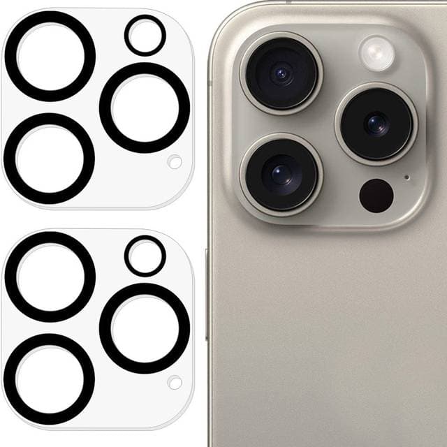 MAULUND iPhone 16 Pro 16 Pro Max Kameralinse Hærdet Beskyttelsesglas 2-pack Gennemsigtig Sort