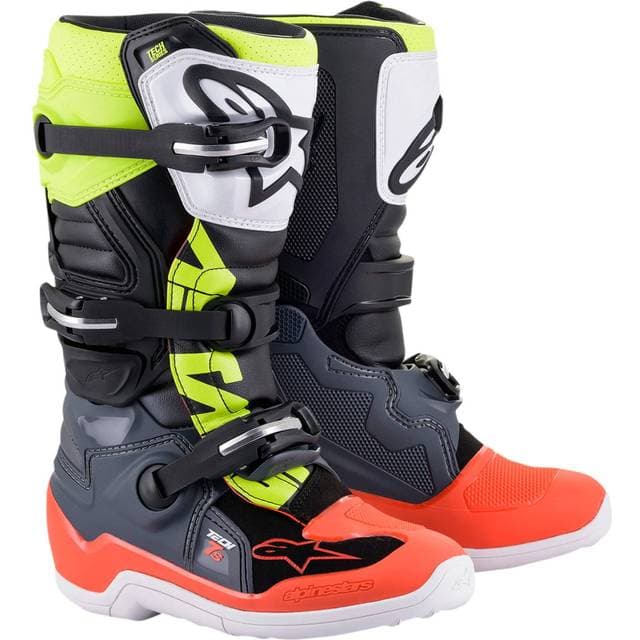Alpinestars Tech 7S Mørkegrå/Rød fluorescerende/Gul Voksen