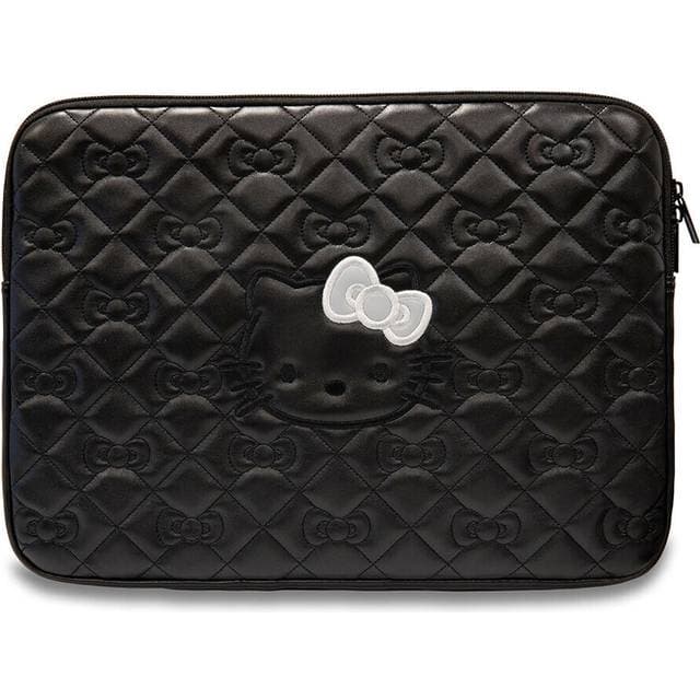 Hello Kitty Sleeve HKCSZPEKHBPK 14 Black Zip PU Quilted Bows
