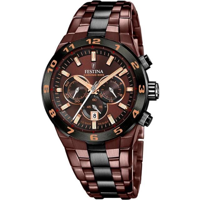 Festina Chrono Bike Special Edition F20708/1 Herre 45 mm Analog Kvarts Mineralglas Brown 20 mm