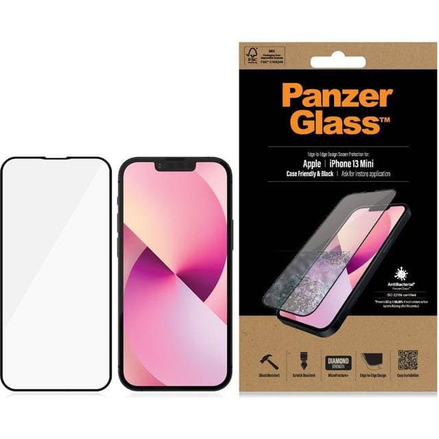 PanzerGlass AntiBacterial Case Friendly Screen Protector for iPhone 13 mini