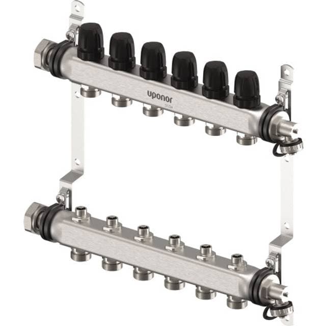 Uponor Vario S 1" gulvvarme fordelerør, 6 kredse