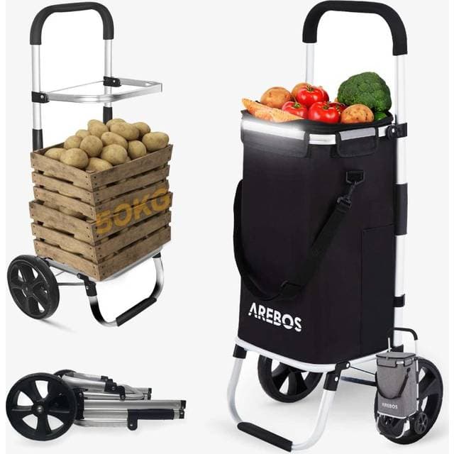 Arebos 3-i-1 Indkøbsvogn - Foldbar