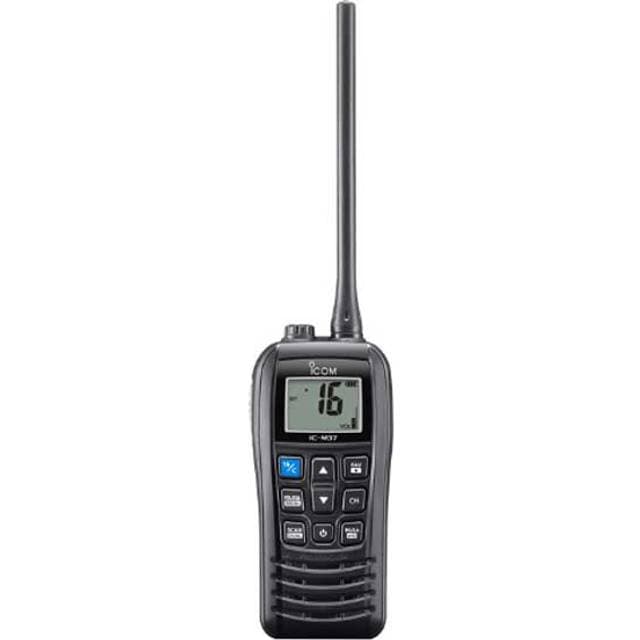 Icom Ipx7 6w Ic-m37e Portable Marine Vhf Radio Station Silver