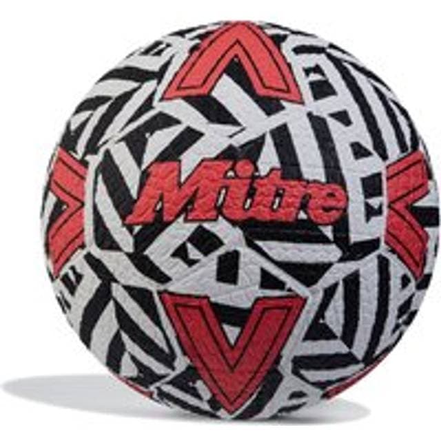 Mitre Street Soccer Football White/Black/Bib Red
