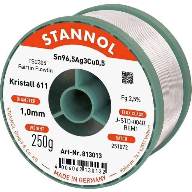 Stannol Kristall 611 Fairtin Loddetin 250g