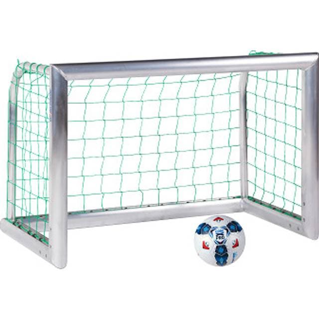 Sport-Thieme Mini-Fußballtor "Professional Kompakt" Alu-Naturblank, Inkl. Netz, blau MW cm 1,20x0,80