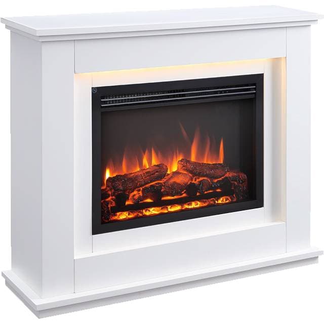 Richen Hikaru Elektrokamin Standkamin mit Heizung bis 2000W, 3D-Flammeneffekt, LED-Beleuchtung, Knister-Sound, App-Steuerung, WiFi, Fernbedienung, Timer, Thermostat Weiß